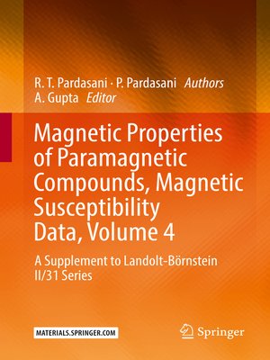 cover image of Magnetic Properties of Paramagnetic Compounds, Magnetic Susceptibility Data, Volume 4